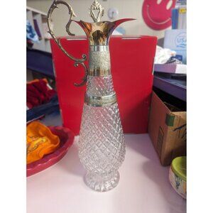 Vintage Orleans Decanter Silver plated and cut glass Made in Italy